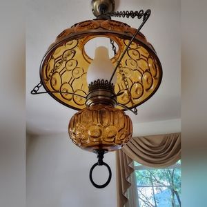 Amber Glass Hanging Lamp